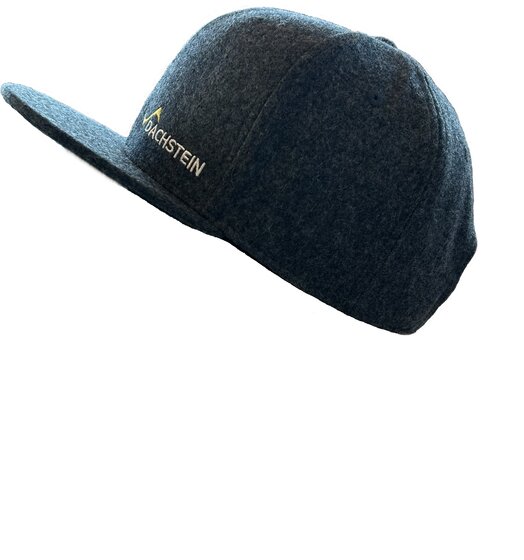 Side view of grey loden cap with flat visor and white-yellow Dachstein stitched logo | © Planai-Hochwurzen-Bahnen Gesellschaft m.b.H.
